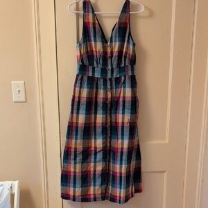 J. Crew Multicolor Plaid Midi Dress